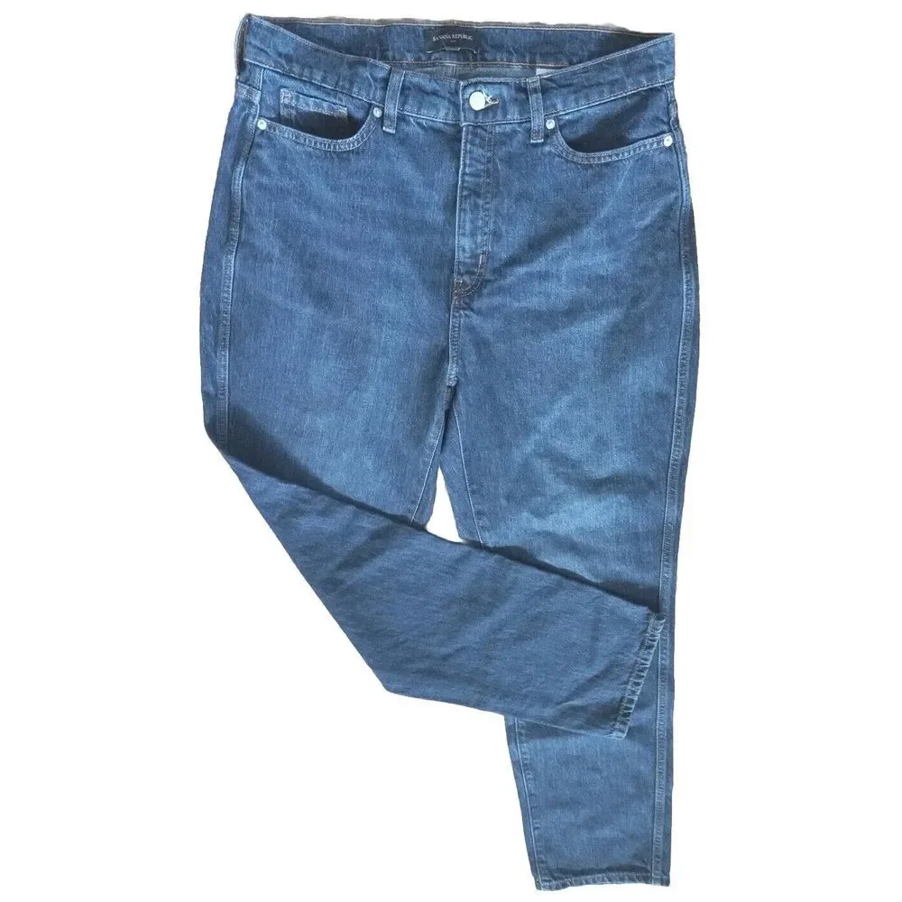 Banana Republic Navy Blue Jeans Mens 36X40‎ Inseam 29 Tapered Fit Athleisure